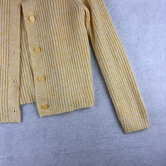 MNG Mango Yellow Button Up Cardigan Sweater Women XS 32" Bust Granny Alpaca Wool - Picture 3 of 9